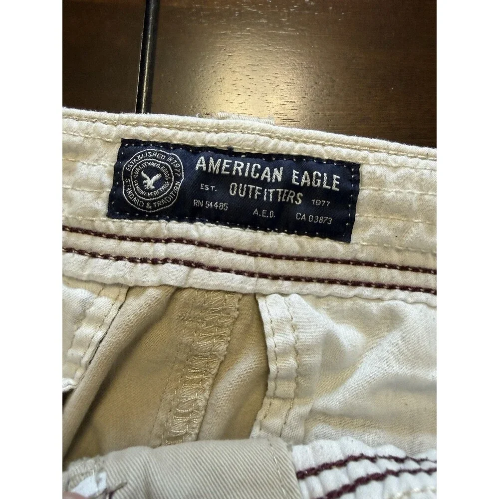 🔥American Eagle Men's Size 32 Cargo Shorts, Khaki Y2K Vintage Distressed